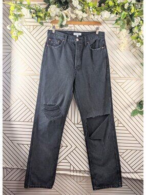 Redone Women's Denim Jeans 90s High Rise Loose Black Button Fly Size 28